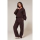 PRETTYLITTLETHING Chocolate Wide Leg Embroidered Sweatpants