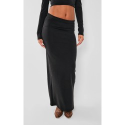 Black Premium Soft Touch Low Rise  Maxi Skirt