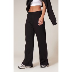 Black Flared Split Hem Sweatpants