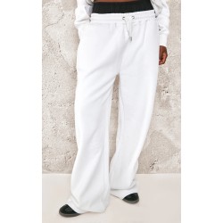 Tall White Double Waistband Wide Leg Sweatpant